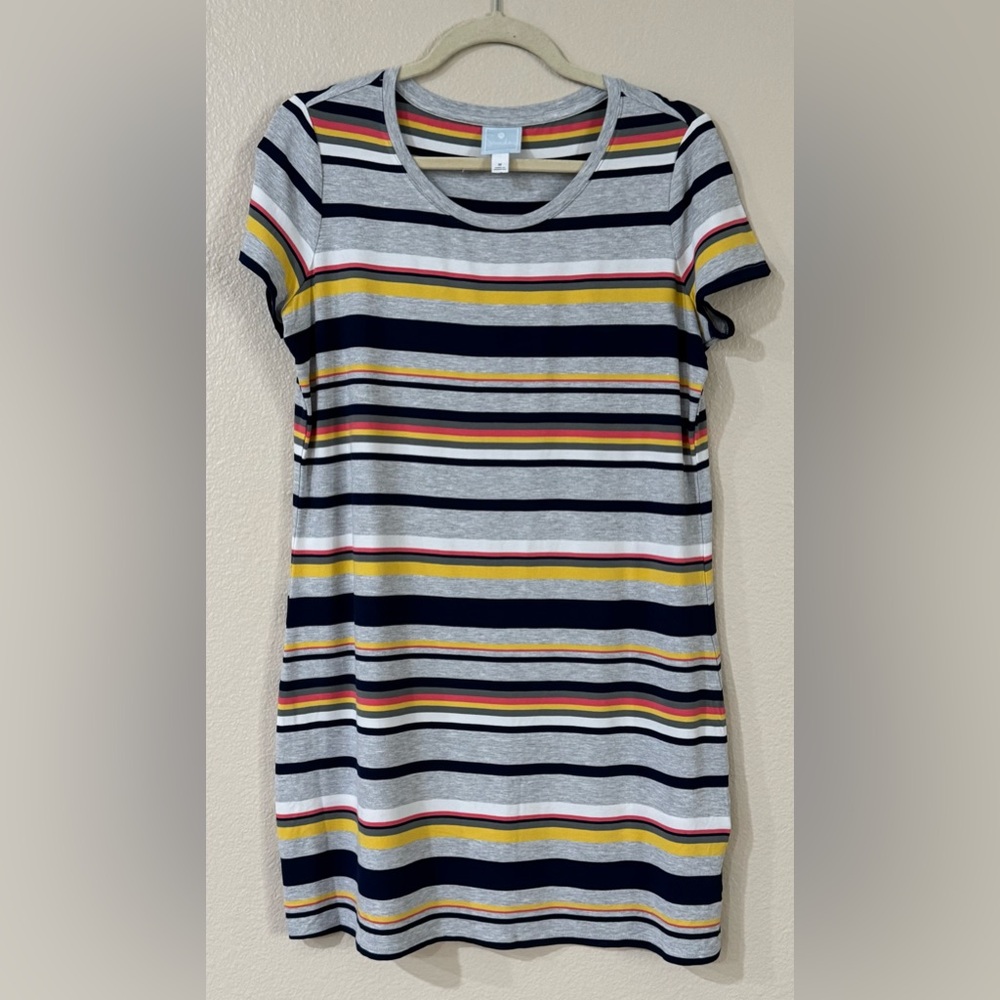 Sunday Multicolor Striped T-Shirt Dress Sz M